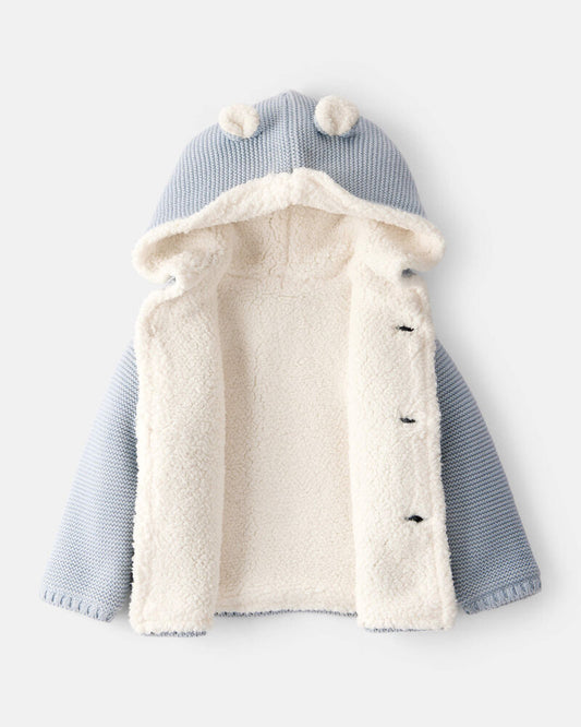 Carter's Baby Boy Sherpa Lined Cotton Long-Sleeve Sweater - Blue