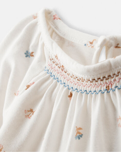 Oshkosh Baby Girl Floral Print Long-Sleeve Fashion Bodysuit - Ivory