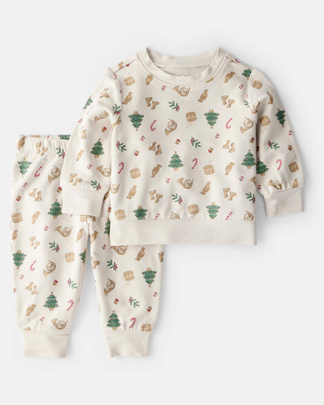 Carter's Baby Boy Print PurelySoft Long-Sleeve Tee & Pant Set - White
