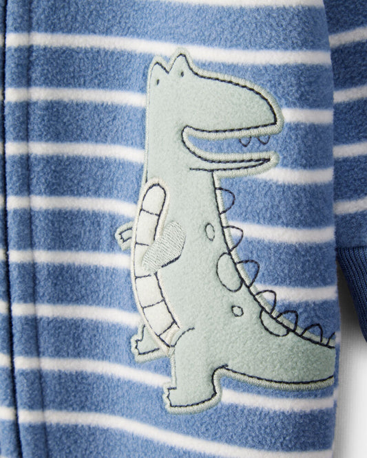 Carter's Baby Boy Dino Striped 2-Way Zip Long-Sleeve Sleeper - Blue