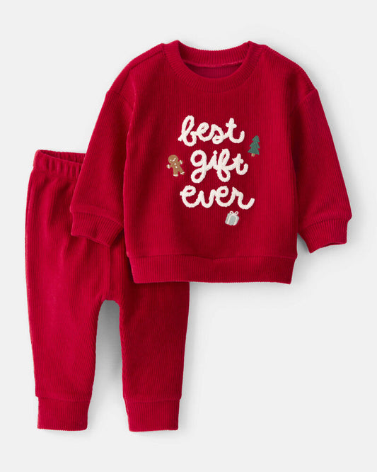 Carter's Baby 2-Piece Best Gift Ever Holiday Sweater & Pant Set - Red