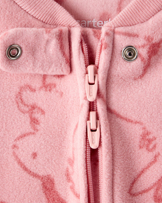 Carter's Baby Girl Bunny Print Fleece Long-Sleeve Loose Fit Sleeper - Pink