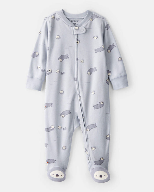 Carter's Baby Print 100% Cotton Long-Sleeve Snug Fit Sleeper - Blue