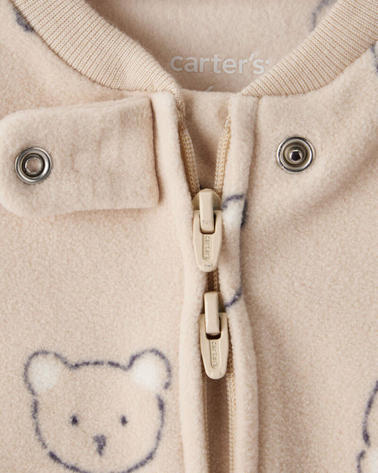 Carter's Baby Boy Bear DreamPlush Snug Fit 2-Way Zip Sleep er - Khaki