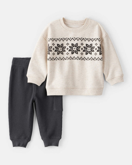 Carter's Toddler Boy 2-Piece Fair Isle Tee & Pant Set - Ivory