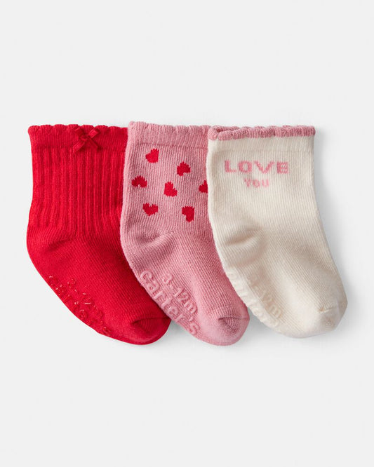 Carter's Baby Girl Heart Ankle Socks - Pink/White/Red