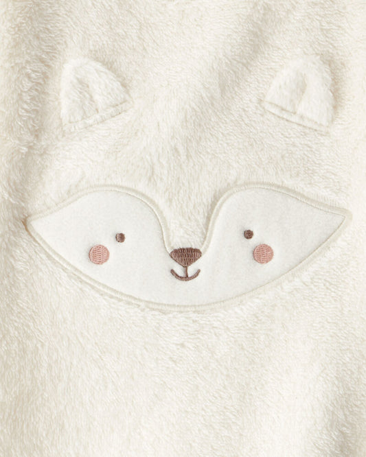 Carter's Baby Girl Fox Velour Long-Sleeve Snug Fit Jumpsuit - White