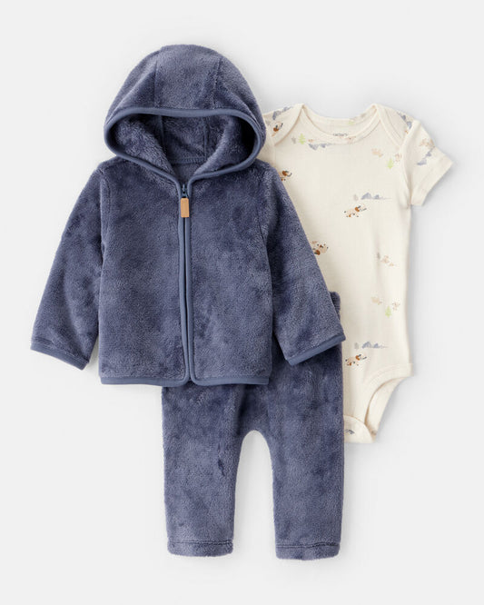 Carter's Baby Boy 2-Piece Print Velour Jacket Outfit Set - Navy