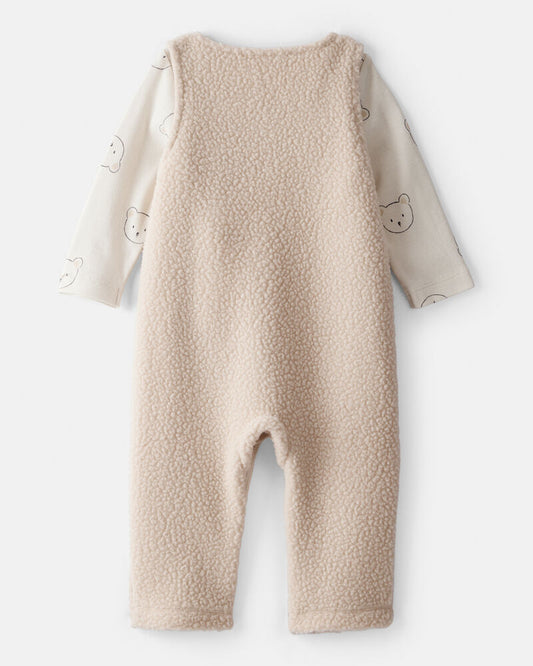 Carter's Baby Boy 2-Piece Bear Sherpa Long-Sleeve Overall Set - Brown