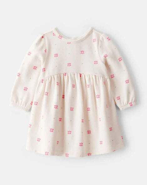 Carter's Baby Girl 2-Piece Floral Motif Sherpa Long-Sleeve Dress Set - White/Pink