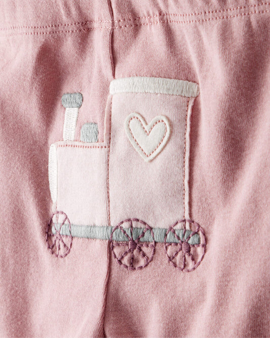 Carter's Baby Girl 3-Piece Train Print Long-Sleeve Bodysuit & Pant Set - Pink