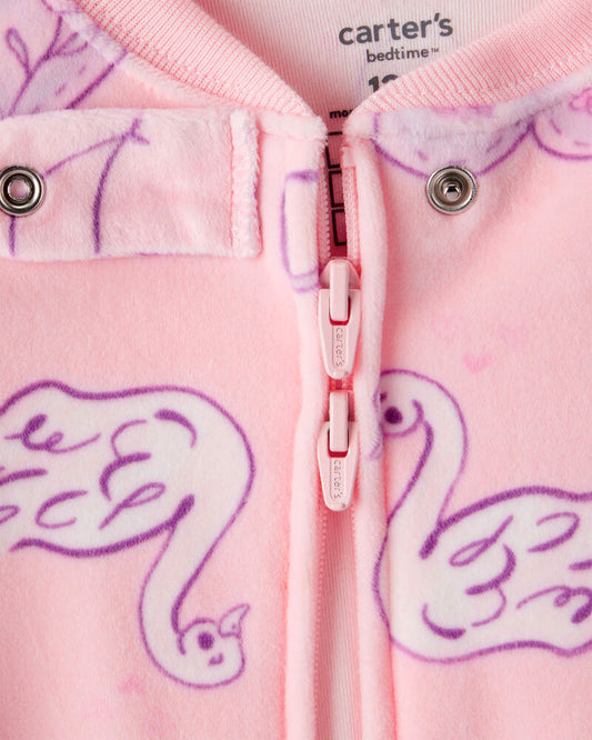 Carter's Baby Girl Swan DreamPlush Snug Fit 1-Piece Pajamas - Pink