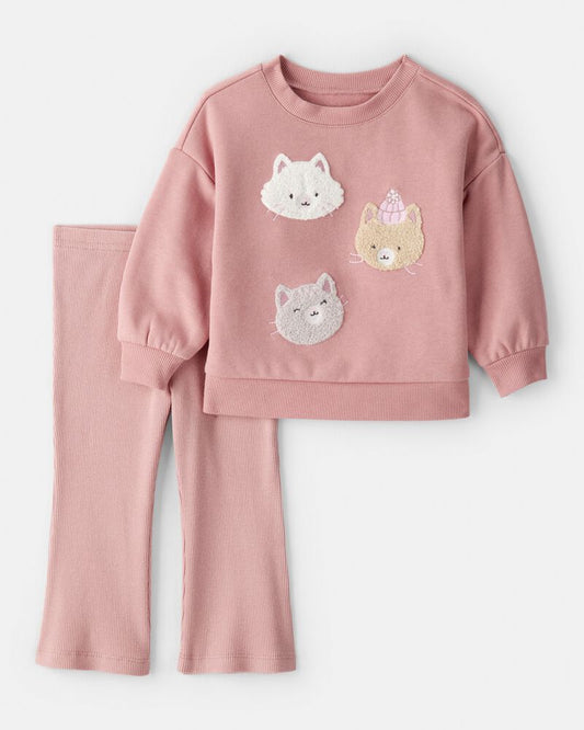 Carter's Toddler Girl Cat Pullover & Pant Set - Pink