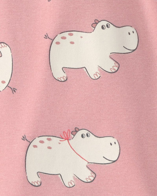 Carter's Baby Girl Hippo Short-Sleeve Romper - Pink