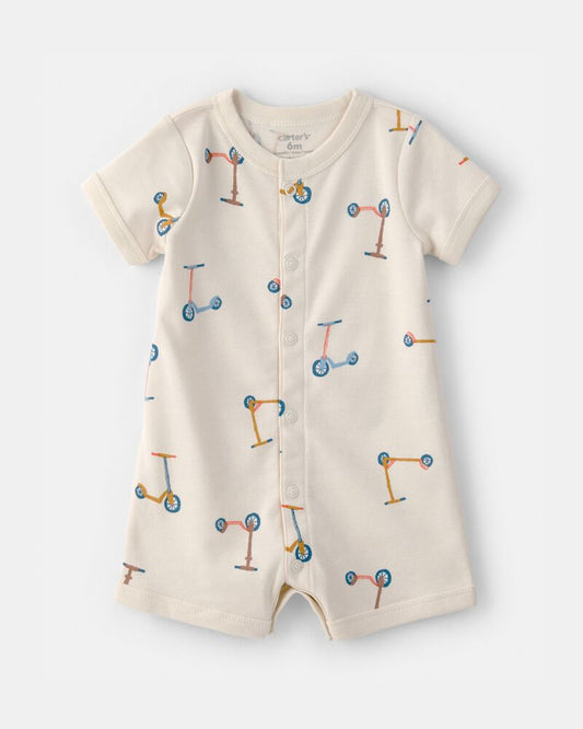Carter's Baby Scooter Short-Sleeve Romper - Cream