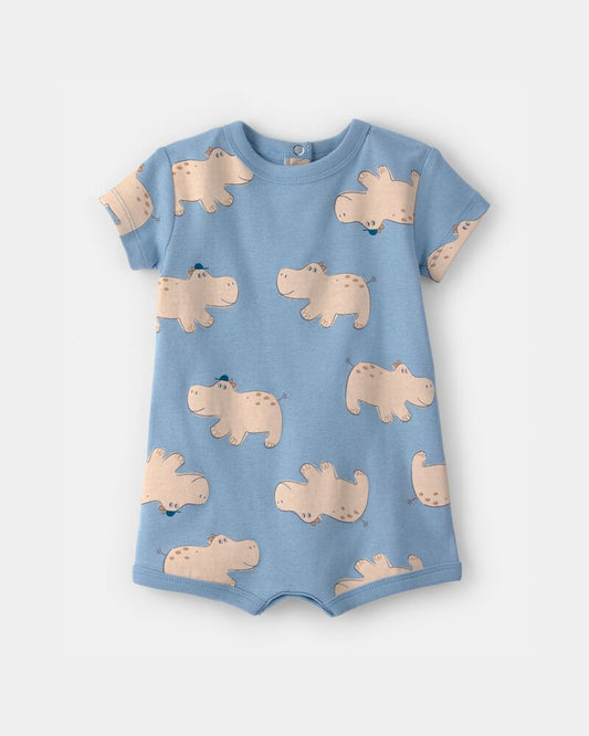 Carter's Baby Boy Hippo Short-Sleeve Romper - Blue