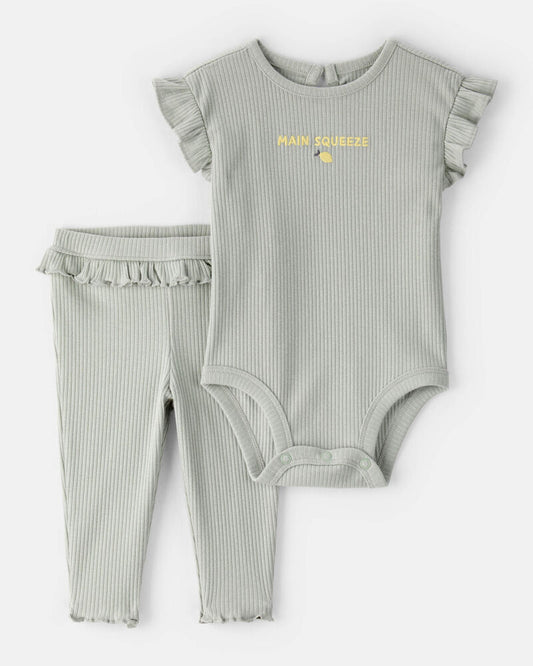 Carter's Baby Girl 'Main Squeeze' Bodysuit & Pant Set - Green