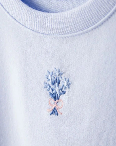 Carter's Baby Girl 2-Piece Floral French Terry Sweatshirt & Pant Set - Blue