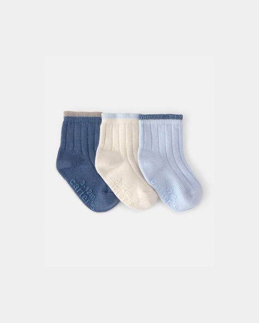 Carter's Baby 3-Pack Ankle Socks - Blue/Ivory