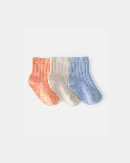 Carter's Baby 3-Pack Ankle Socks - Orange/Blue/Cream