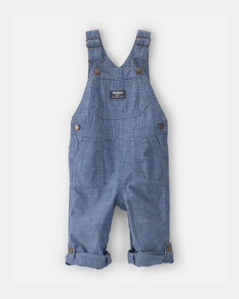 Oshkosh Chambray Cuffed Overalls - Medium Wash
