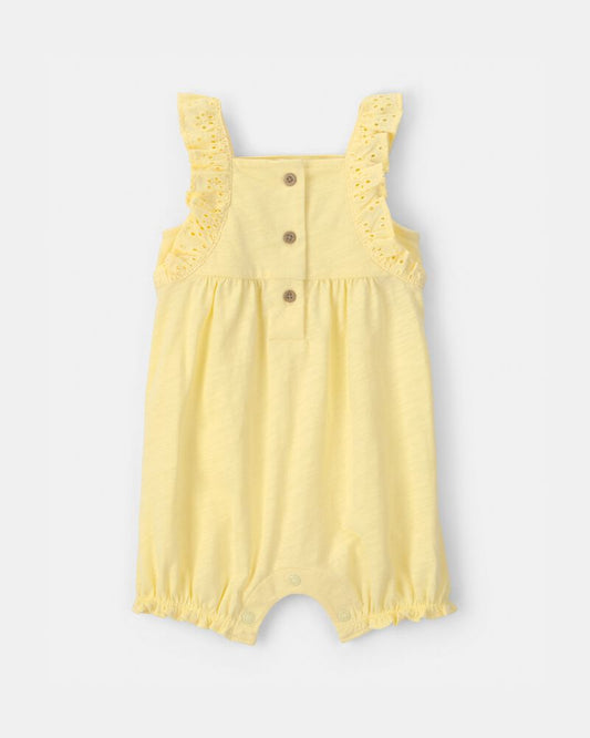 Carter's Baby Girl Ruffle Eyelet Sleeveless Romper - Yellow