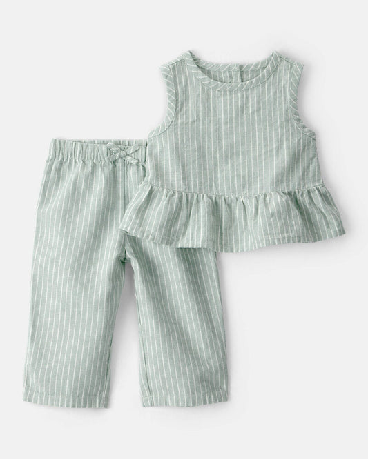 Carter's Baby Girl 2-Piece Sleeveless Tee & Pant Set - Green