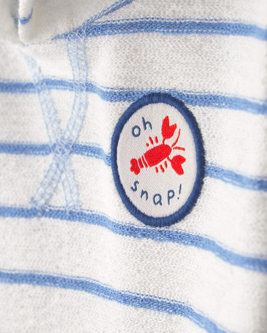 Carter's Baby Boy 'Oh Snap!' Lobster Stripe Short-Sleeve Hooded Romper - Blue/White