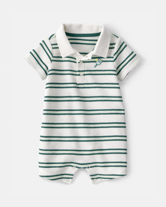 Carter's Baby Boy Pickleball Stripe Short-Sleeve Romper - Green/White