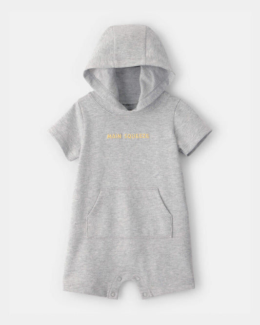 Carter's Baby Boy 'Main Squeeze' Short-Sleeve Hooded Romper - Grey