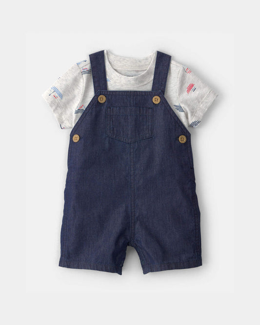 Carter's Baby Boy 2-Piece Boat Romper Set - Blue/Grey