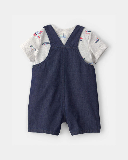 Carter's Baby Boy 2-Piece Boat Romper Set - Blue/Grey