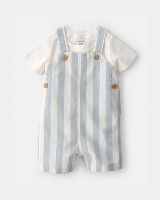 Carter's Baby Boy 2-Piece Stripe Romper Set - Blue/Ivory