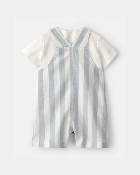 Carter's Baby Boy 2-Piece Stripe Romper Set - Blue/Ivory