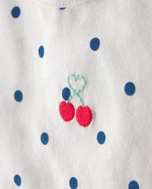 Carter's Baby Girl 2-Piece Cherry Polka Dots Short-Sleeve Bodysuit & Short Set - White/Blue