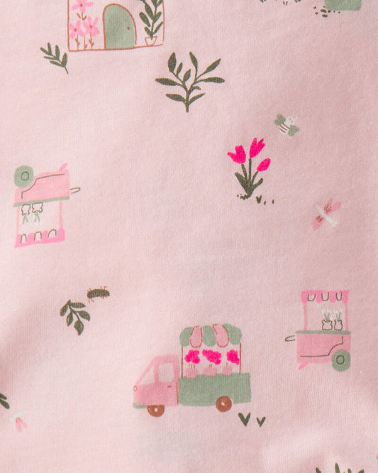 Carter's Baby Girl 2-Piece Flower Truck Top & Short Set - Pink