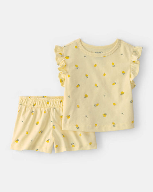 Carter's Baby Girl 2-Piece Lemon Top & Short Set - Yellow