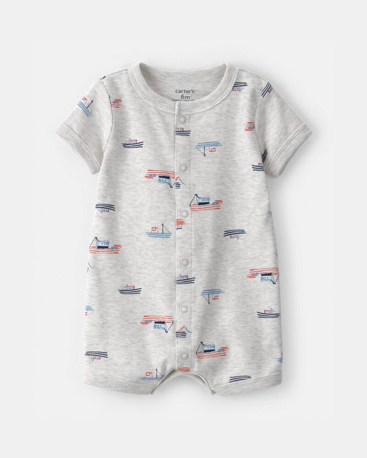 Carter's Baby Boy Boat Short-Sleeve Romper - Grey