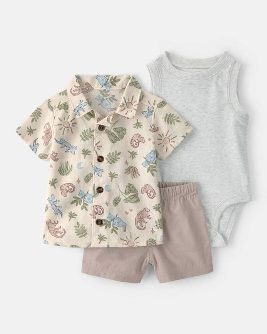 Carter's Baby Boy 3-Piece Desert Short-Sleeve Top & Short Set - Brown