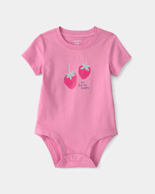 Carter's Baby Girl 'So Berry Happy' Strawberry Graphic Bodysuit - Pink
