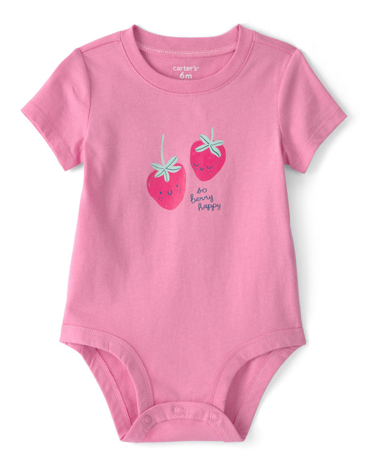 Carter's Baby Girl 'So Berry Happy' Strawberry Graphic Bodysuit with French Terry Shorts