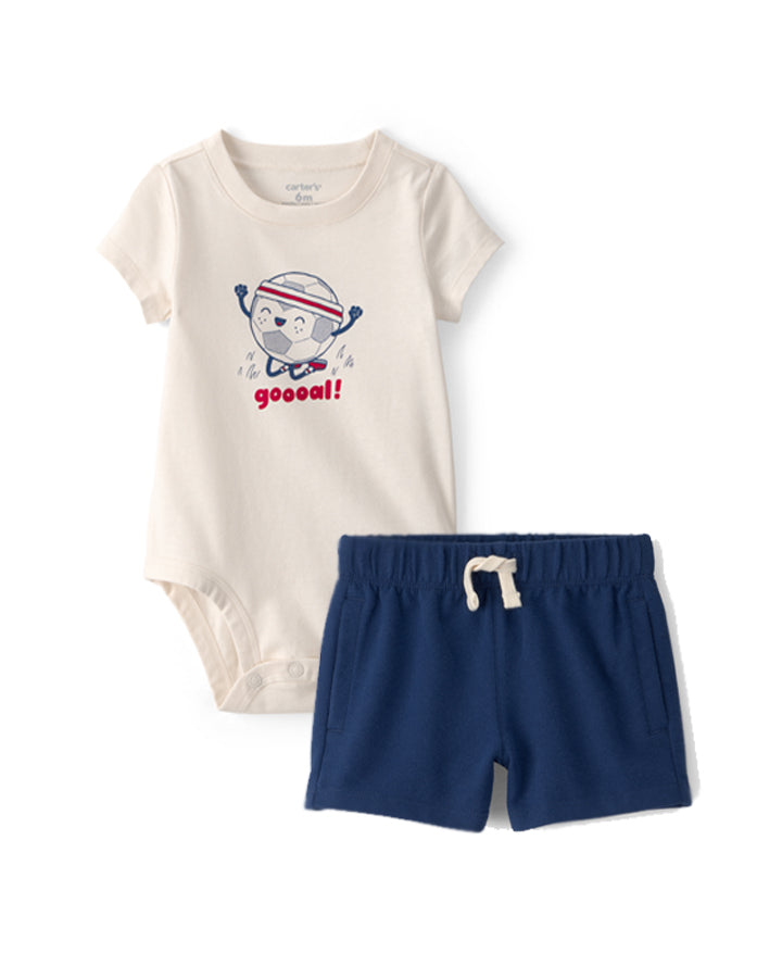Carter's Baby Soccer Ball Graphic Bodysuit with French Terry Shorts