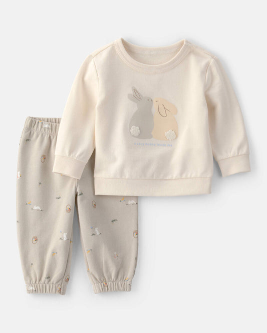 Carter's Baby 2-Piece Easter Bunny French Terry Tee & Pant Set - Cream