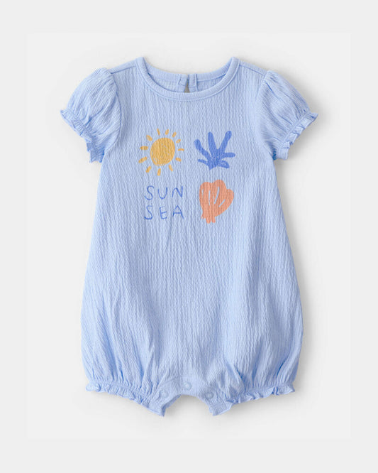 Carter's Baby Girl 'Sun Sea' Short-Sleeve Romper - Blue