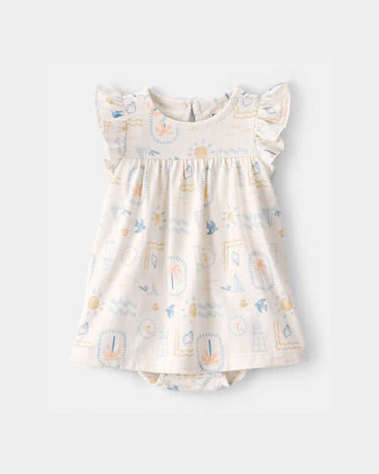 Carter's Baby Girl 2-Piece Beach Cardigan & Bodysuit Dress Set - Orange/Ivory