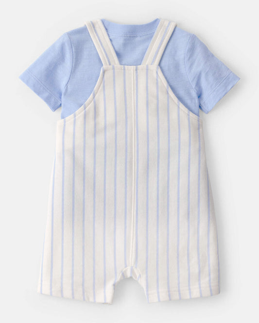 Carter's Baby 2-Piece Stripe Overall Set - Blue/Ivory