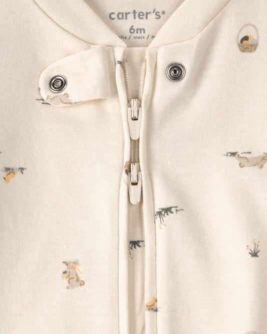 Carter's Baby Easter Bunny 100% Cotton Sleeper -Cream