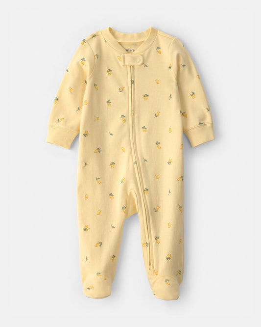 Carter's Baby Lemon 2-Way Zip 100% Cotton Sleeper - Yellow