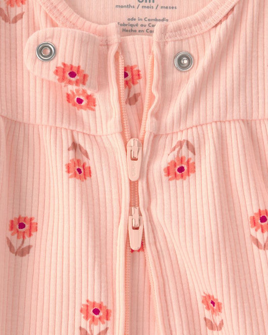 Carter's Baby Girl Floral 2-Way Zip Sleeper - Orange