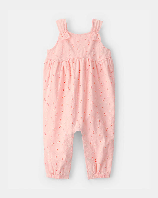 Carter's Baby Girl Eyelet Sleeveless Jumpsuit - Pink